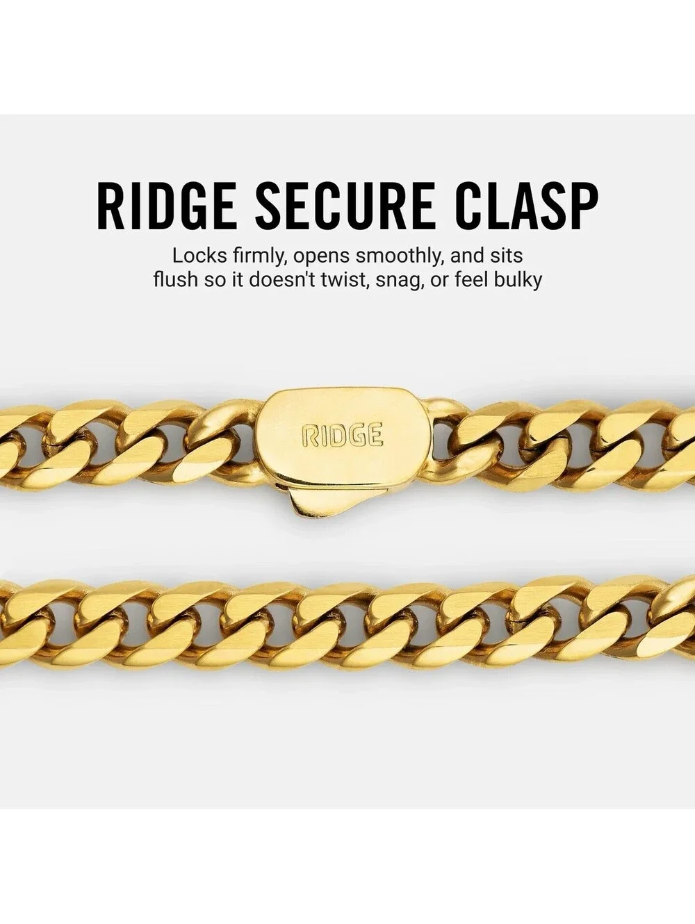 Ridge Curb Chain 18K Gold Over Stainless Steel 22” Necklace 8.5” Bracelet set